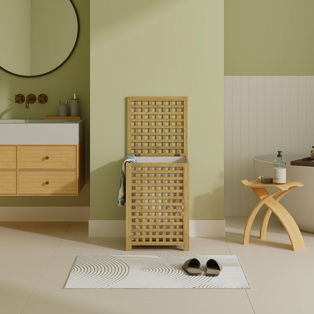 Wäschekorb Jystiand Bambus Natur [en.casa]