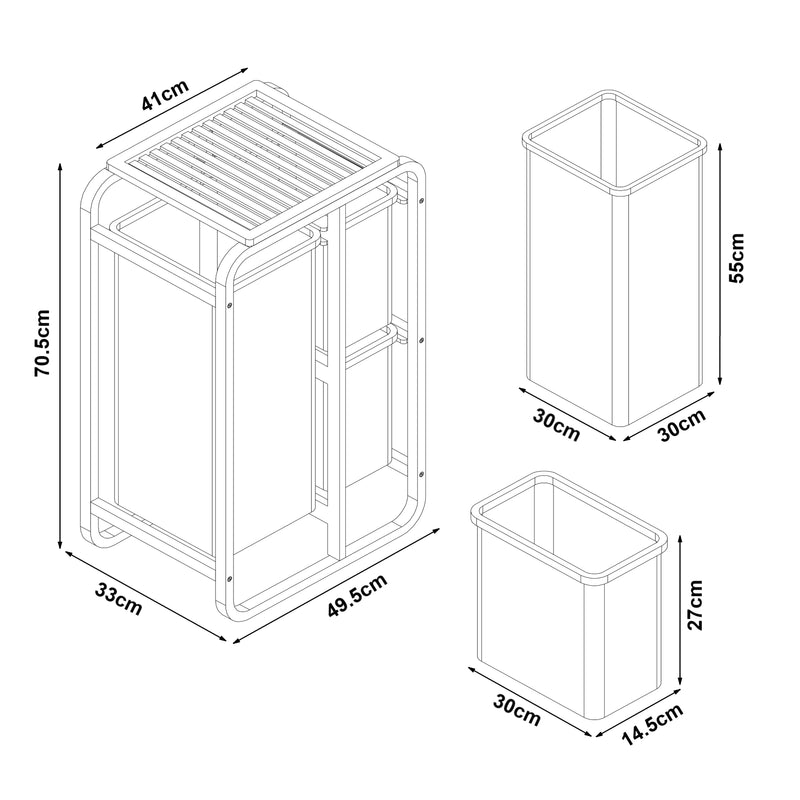 Maatschets [en.casa] Wasmand Evenes met waszakken 70,5x49,5x33 cm - 2 varianten