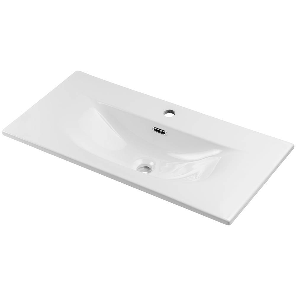 Wastafelonderkast Newport met wastafel eikenkleurig en wit [en.casa]