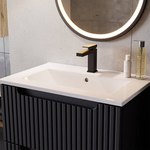 Wastafelonderkast Newport met wastafel zwart en wit [en.casa]