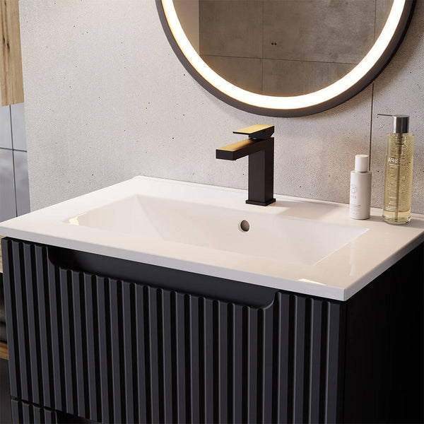 Wastafelonderkast Newport met wastafel zwart en wit [en.casa]