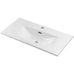 Wastafelonderkast Newport met wastafel zwart en wit [en.casa]