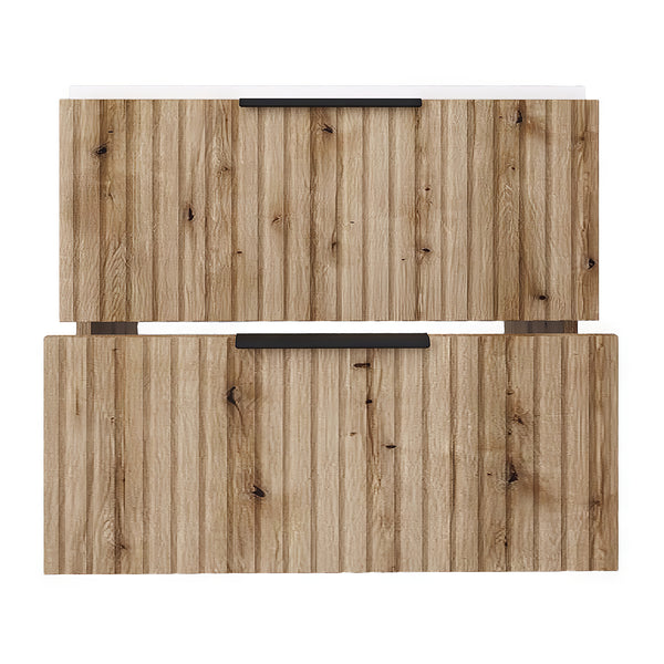 Wastafelonderkast met wastafel Veppenssan eikenkleurig en wit [en.casa]