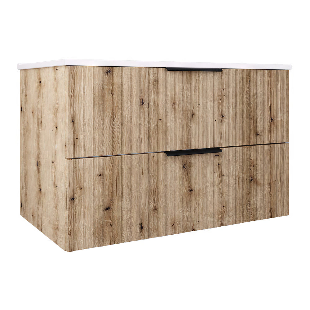 Wastafelonderkast met wastafel Veppenssan eikenkleurig en wit [en.casa]