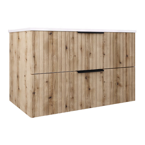 Wastafelonderkast met wastafel Veppenssan eikenkleurig en wit [en.casa]