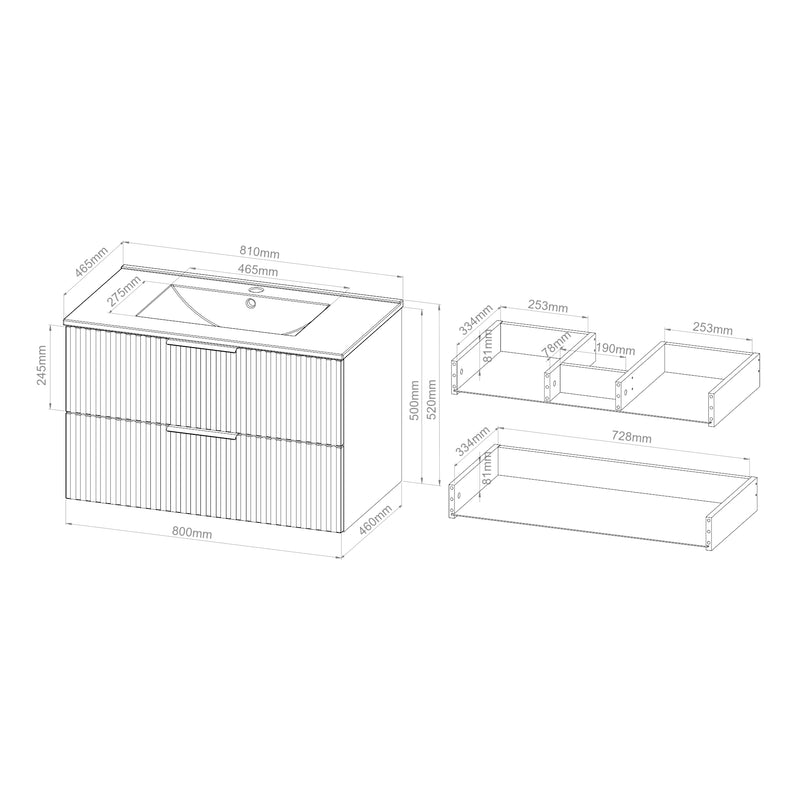 Maatschets Wastafelonderkast met wastafel Veppenssan eikenkleurig en wit [en.casa]