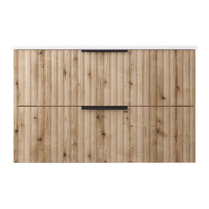 Wastafelonderkast met wastafel Veppenssan eikenkleurig en wit [en.casa]