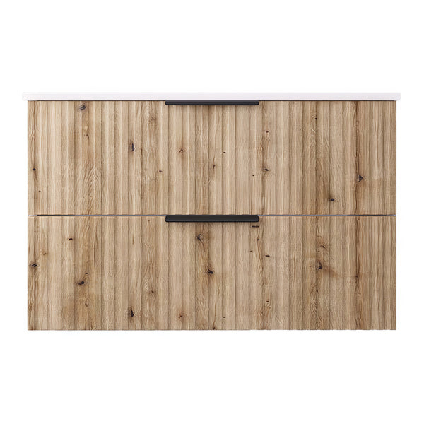 Wastafelonderkast met wastafel Veppenssan eikenkleurig en wit [en.casa]