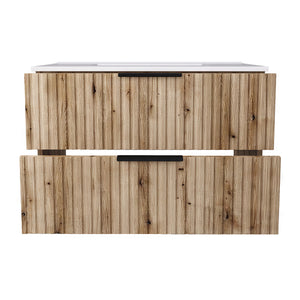 Wastafelonderkast met wastafel Veppenssan eikenkleurig en wit [en.casa]