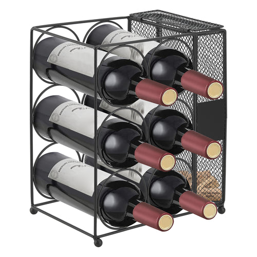 Wijnrek Drangedal voor 6 flessen met roostercontainer [en.casa] - premiumXL