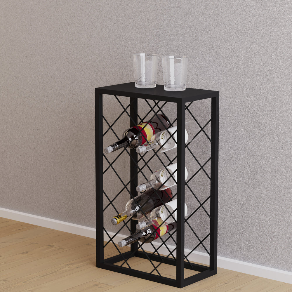 Wijnrek Amasia van metaal 74x45x22 cm Zwart [en.casa] - premiumXL