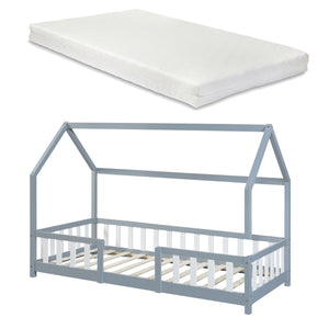Kinderbed Sisimiut met uitvalbeveiliging bedbodem en matras [en.casa]