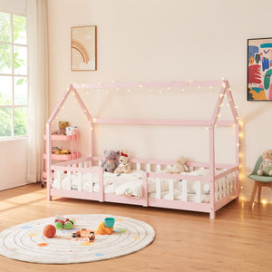 Kinderbed Sisimiut met uitvalbeveiliging bedbodem en matras [en.casa]