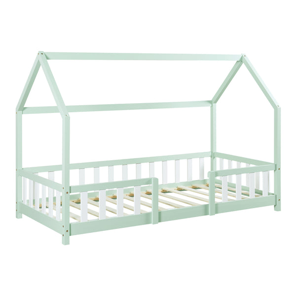 Kinderbed Sisimiut met uitvalbeveiliging bedbodem en matras [en.casa]