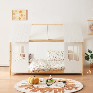 Kinderbed Tostedt huisbed met bedbodem en matras [en.casa] [neu.haus]