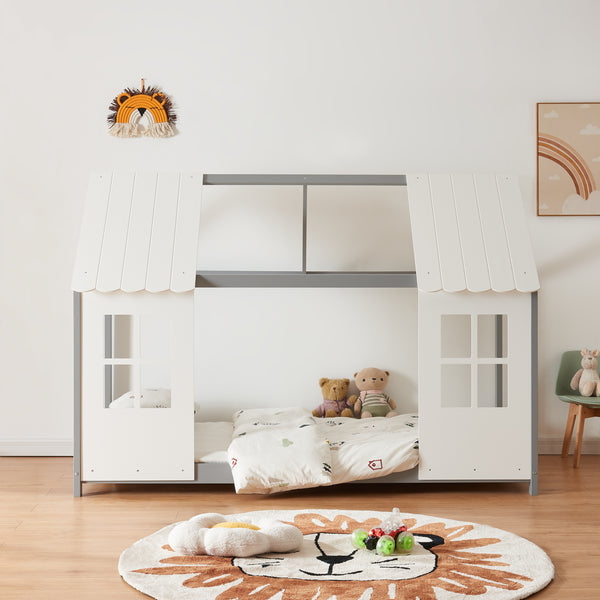 Kinderbed Tostedt huisbed met bedbodem en matras [en.casa] [neu.haus]