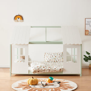 Kinderbed Tostedt huisbed met bedbodem en matras [en.casa] [neu.haus]