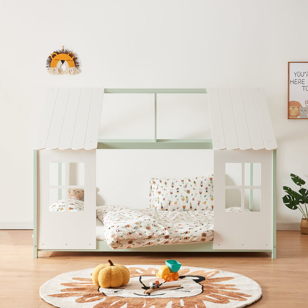 Kinderbed Tostedt huisbed met bedbodem en matras [en.casa] [neu.haus]