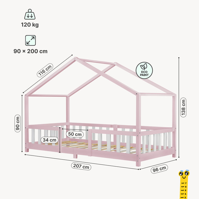 Maatschets Kinderbed Treviolo met uitvalbeveiliging en matras [en.casa]
