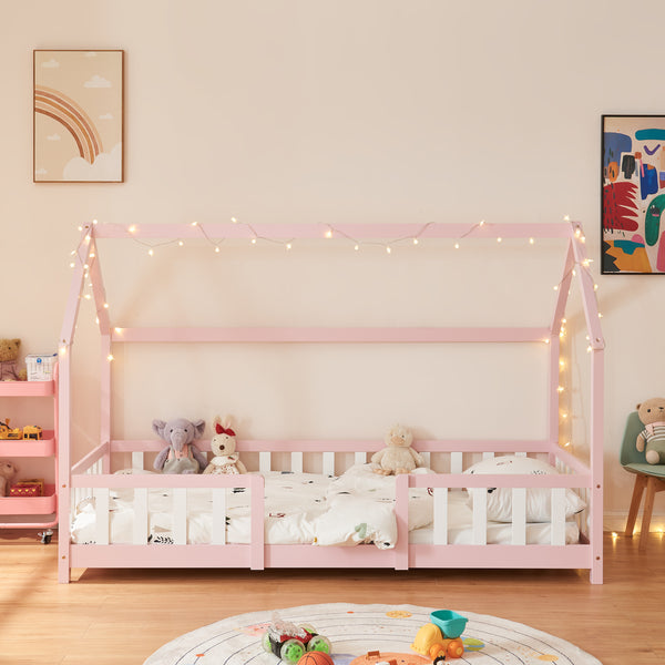 Kinderbed Sisimiut met uitvalbeveiliging bedbodem en matras [en.casa]