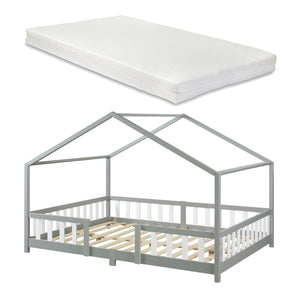 Kinderbed Treviolo met uitvalbeveiliging en matras [en.casa]