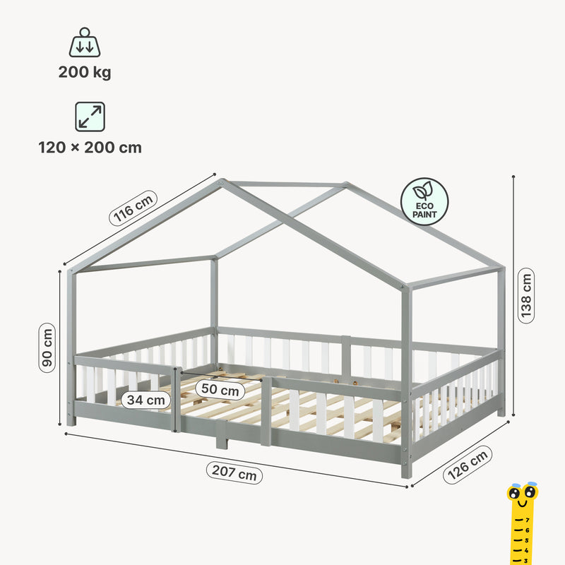 Maatschets Kinderbed Treviolo met uitvalbeveiliging en matras [en.casa]