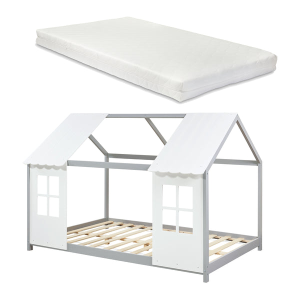 Kinderbed Tostedt huisbed met bedbodem en matras [en.casa] [neu.haus]