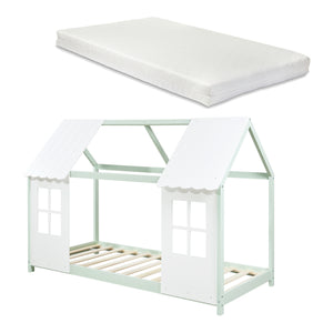Kinderbed Tostedt huisbed met bedbodem en matras [en.casa] [neu.haus]