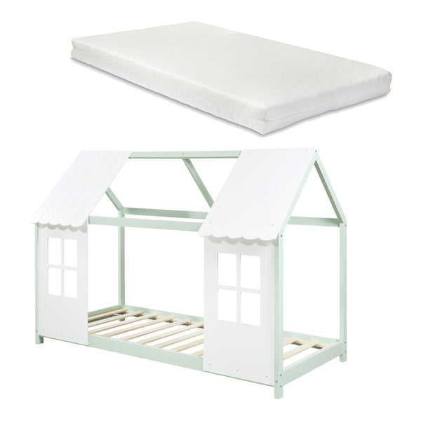 Kinderbed Tostedt huisbed met bedbodem en matras [en.casa] [neu.haus]