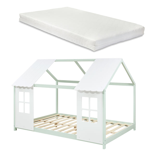 Kinderbed Tostedt huisbed met bedbodem en matras [en.casa] [neu.haus]