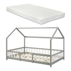 Kinderbed Sisimiut met uitvalbeveiliging bedbodem en matras [en.casa]
