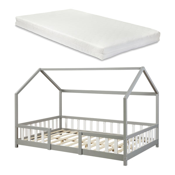 Kinderbed Sisimiut met uitvalbeveiliging bedbodem en matras [en.casa]