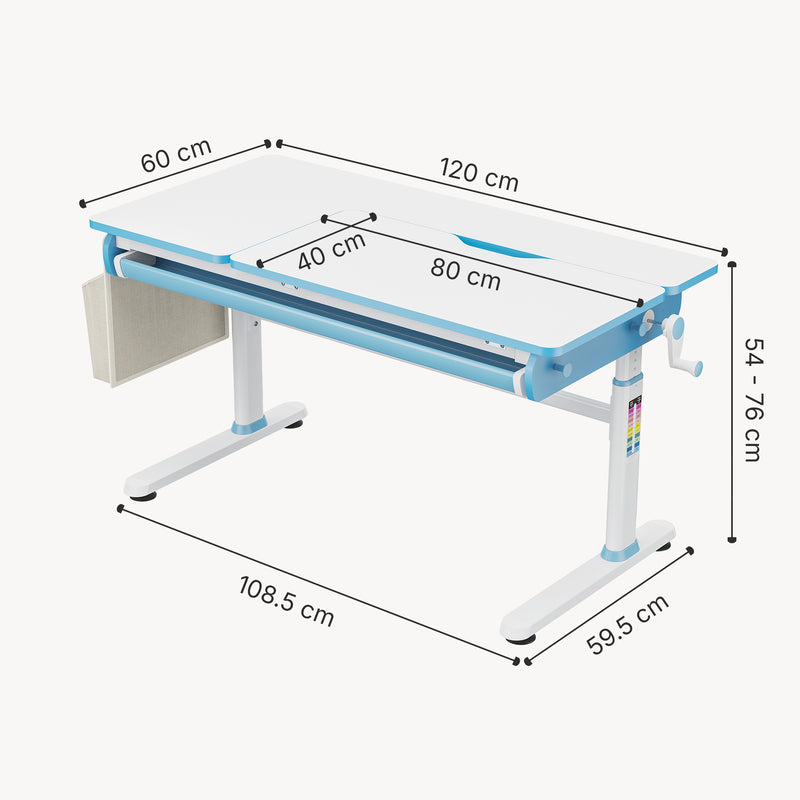 Maatschets Kinderbureau Kuosa verstelbaar 54-76x120x60 cm [en.casa]