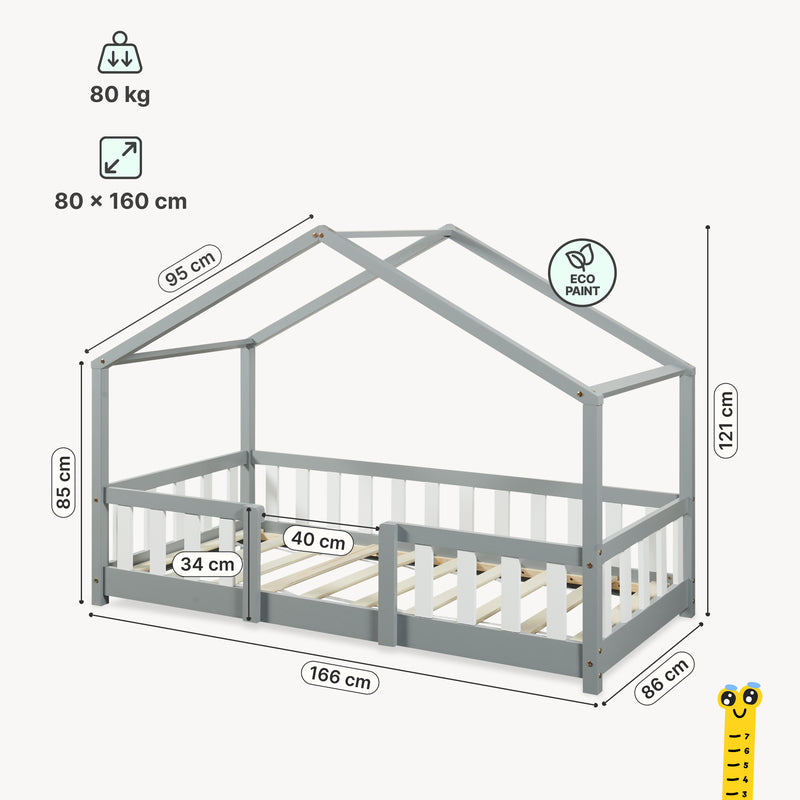 Maatschets Kinderbed Treviolo met uitvalbeveiliging en matras [en.casa]