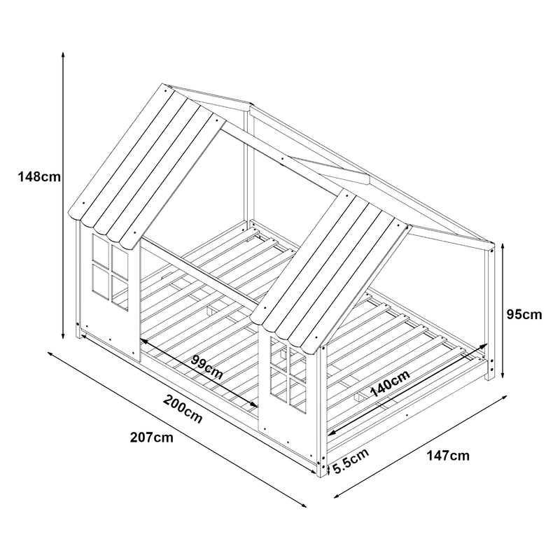 Maatschets Kinderbed Tostedt huisbed met bedbodem en matras [en.casa] [neu.haus]