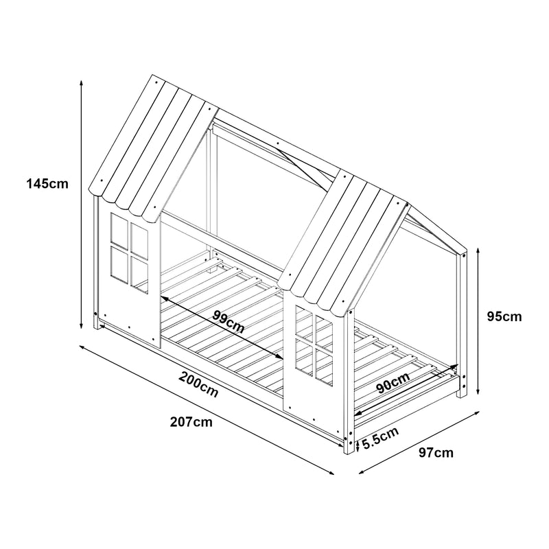 Maatschets Kinderbed Tostedt huisbed met bedbodem en matras [en.casa] [neu.haus]