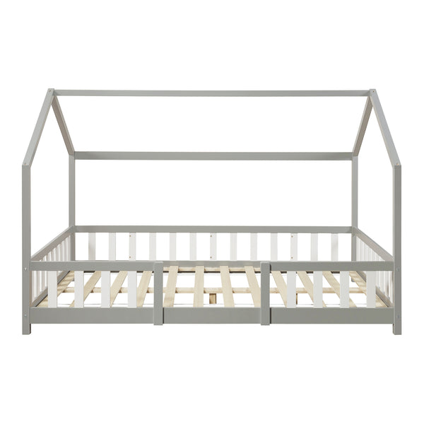 Kinderbed Sisimiut met uitvalbeveiliging bedbodem en matras [en.casa]