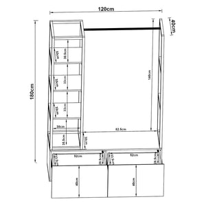 Kledingrek Egmating met lades 180x120x40 cm [en.casa]