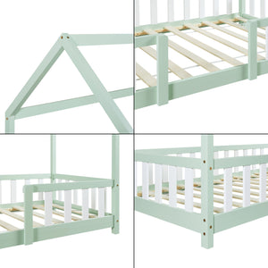 Kinderbed Sisimiut met uitvalbeveiliging bedbodem en matras [en.casa]