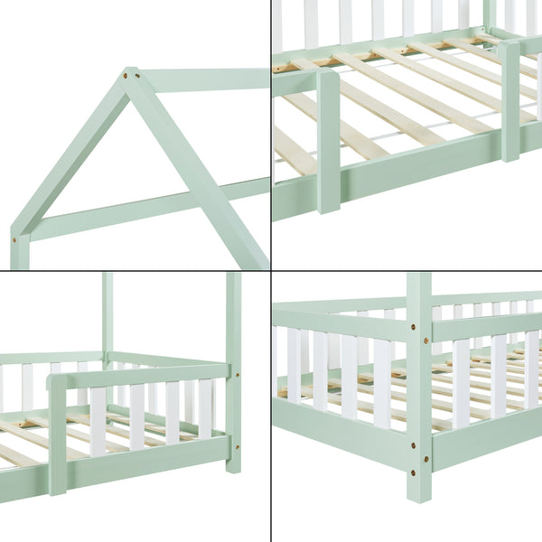 Kinderbed Sisimiut met uitvalbeveiliging bedbodem en matras [en.casa]