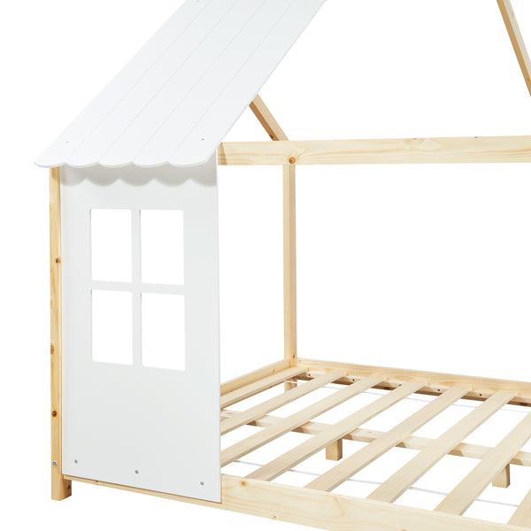 Kinderbed Tostedt huisbed met bedbodem en matras [en.casa] [neu.haus]