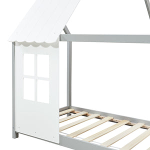 Kinderbed Tostedt huisbed met bedbodem en matras [en.casa] [neu.haus]