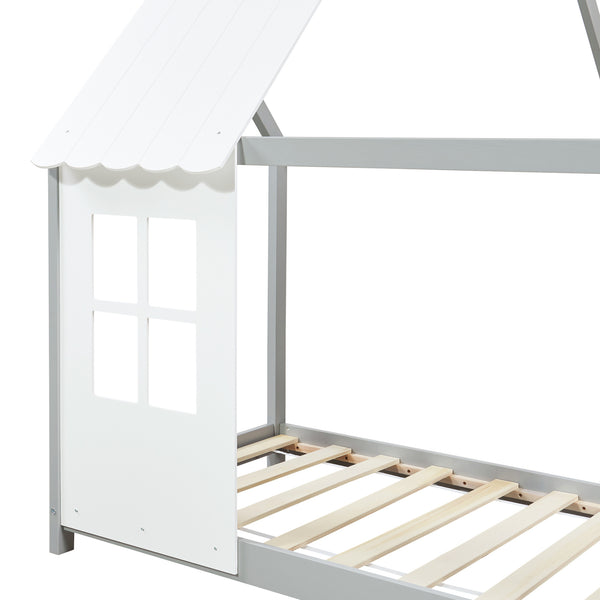 Kinderbed Tostedt huisbed met bedbodem en matras [en.casa] [neu.haus]