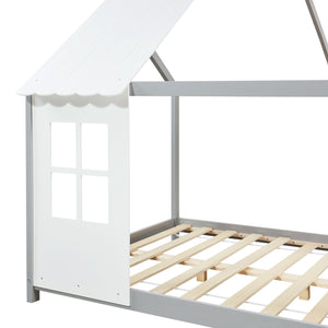 Kinderbed Tostedt huisbed met bedbodem en matras [en.casa] [neu.haus]