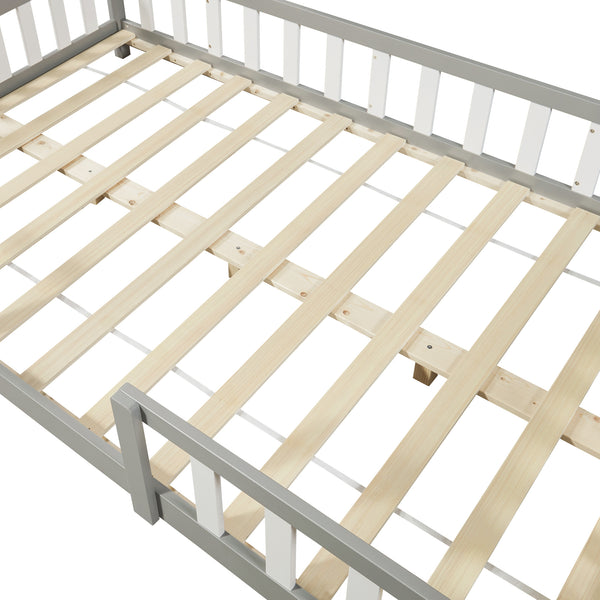 Kinderbed Sisimiut met uitvalbeveiliging bedbodem en matras [en.casa]