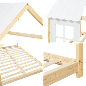 Kinderbed Tostedt huisbed met bedbodem en matras [en.casa] [neu.haus]