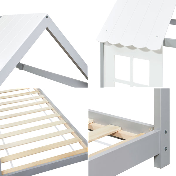 Kinderbed Tostedt huisbed met bedbodem en matras [en.casa] [neu.haus]