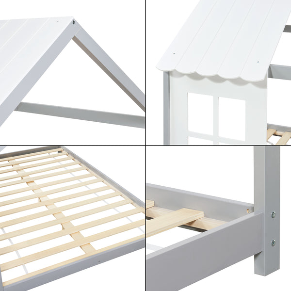 Kinderbed Tostedt huisbed met bedbodem en matras [en.casa] [neu.haus]