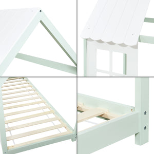 Kinderbed Tostedt huisbed met bedbodem en matras [en.casa] [neu.haus]