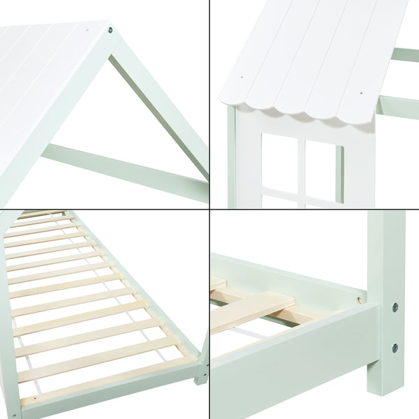 Kinderbed Tostedt huisbed met bedbodem en matras [en.casa] [neu.haus]